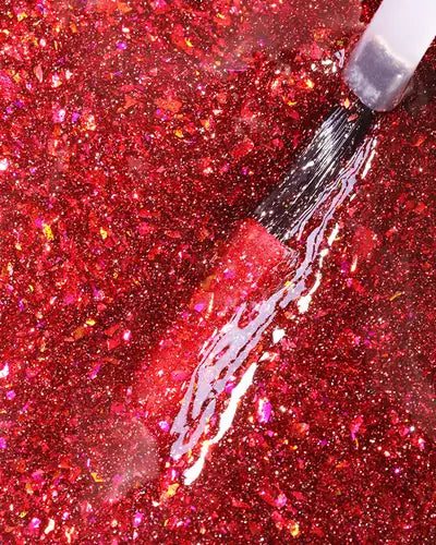 Left on Red Glitter Polish swatch